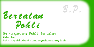 bertalan pohli business card